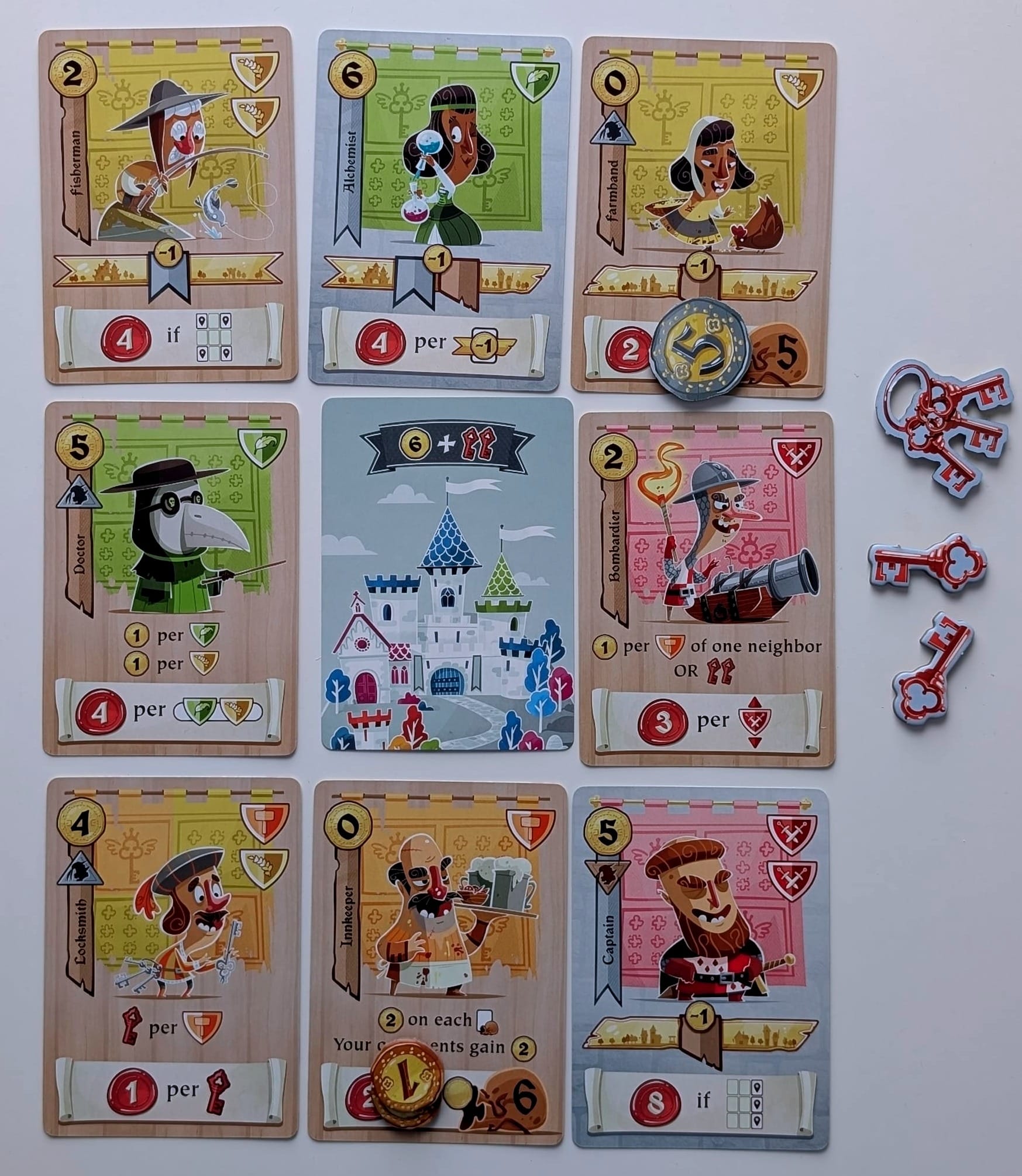 Cards and tokens from Castle Combo
