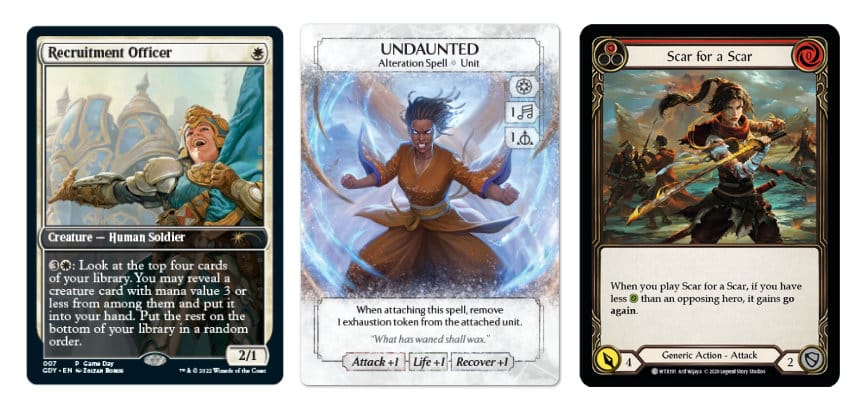 Cards from Magic The Gathering, Ashes Reborn, and Flesh & Blood