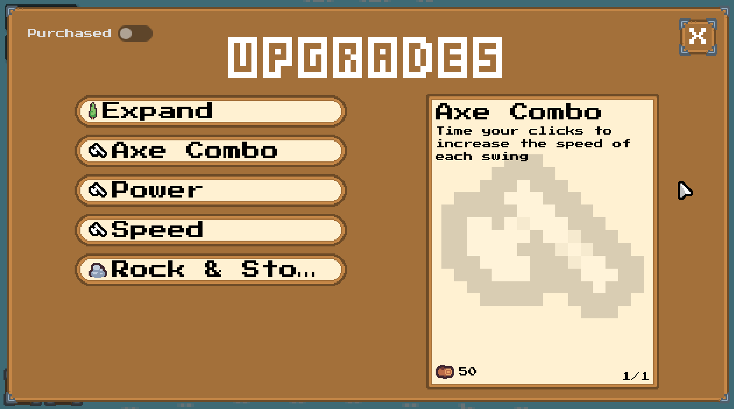 Screenshot of upgrades screen from Cursor Incremental