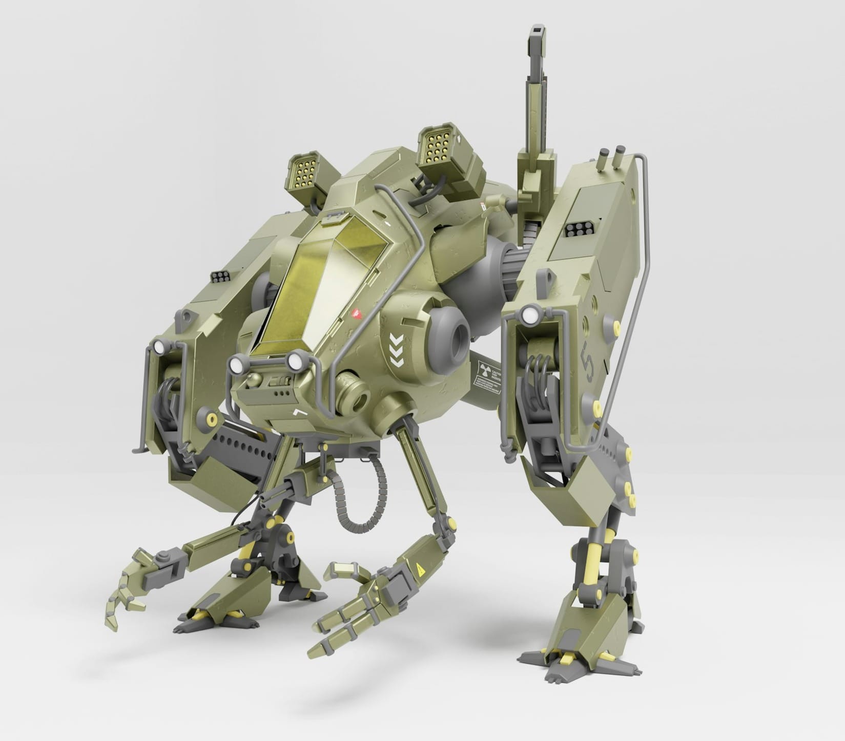 a robot that is standing on a white surface